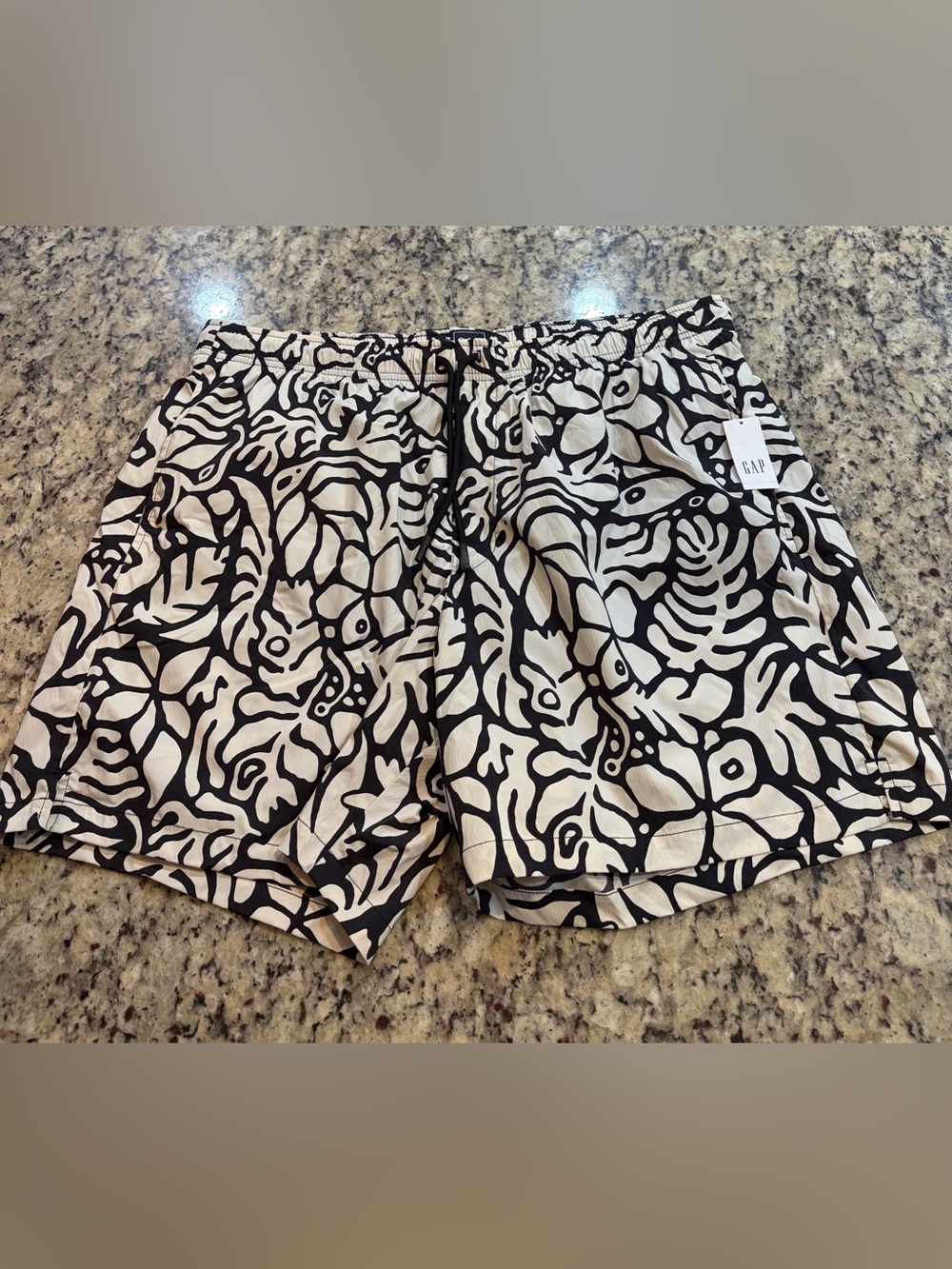 GAP Black & White Abstract Print Swim Trunks